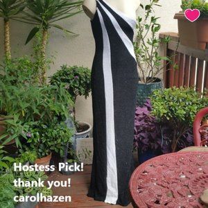 Jessica McClintock Hostess Pick ❤️One Shoulder black & white classy formal gown